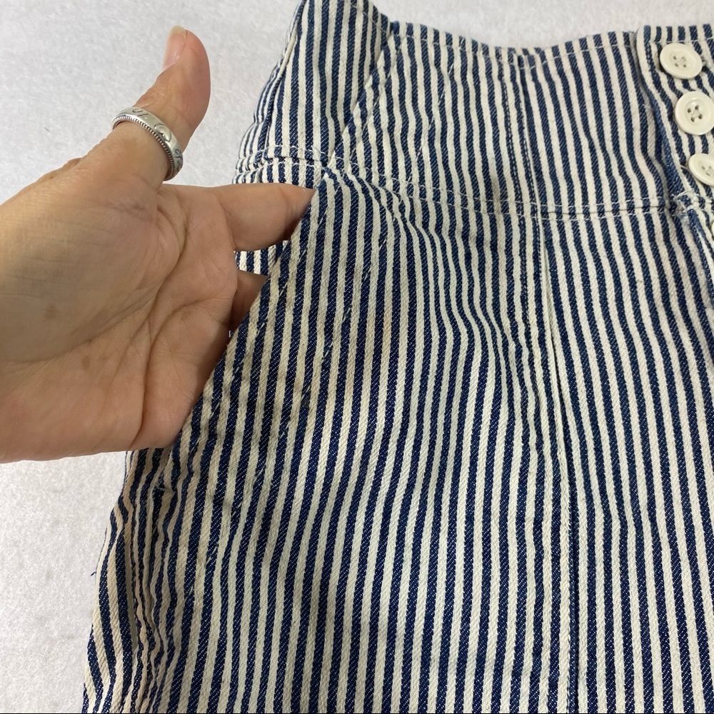 Gap Striped Capri pants Cuffed Hem Pockets Cinched adjustable strap sz2 Capris - Picture 3 of 12